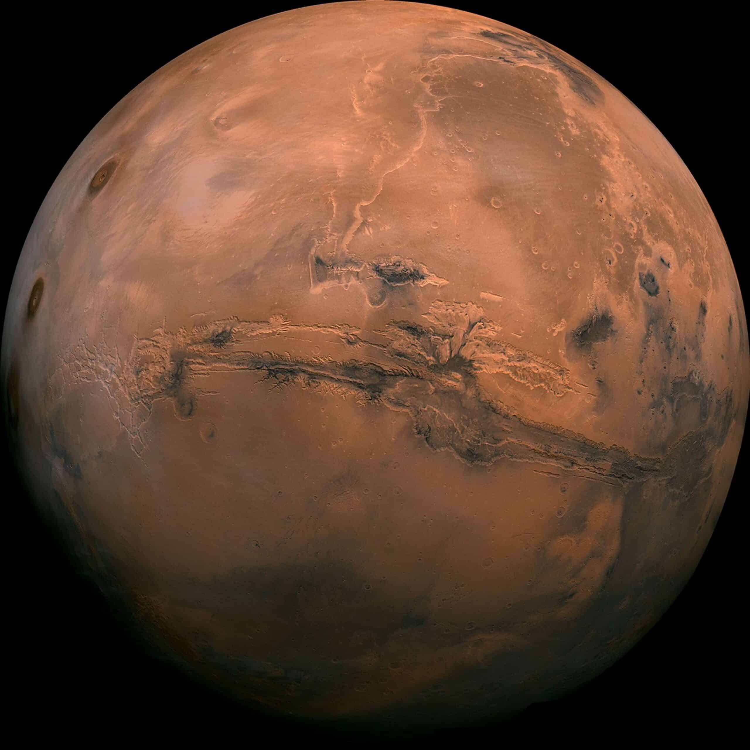 Mars, Valles Marineris hemisphere, Viking Orbiter mosaic