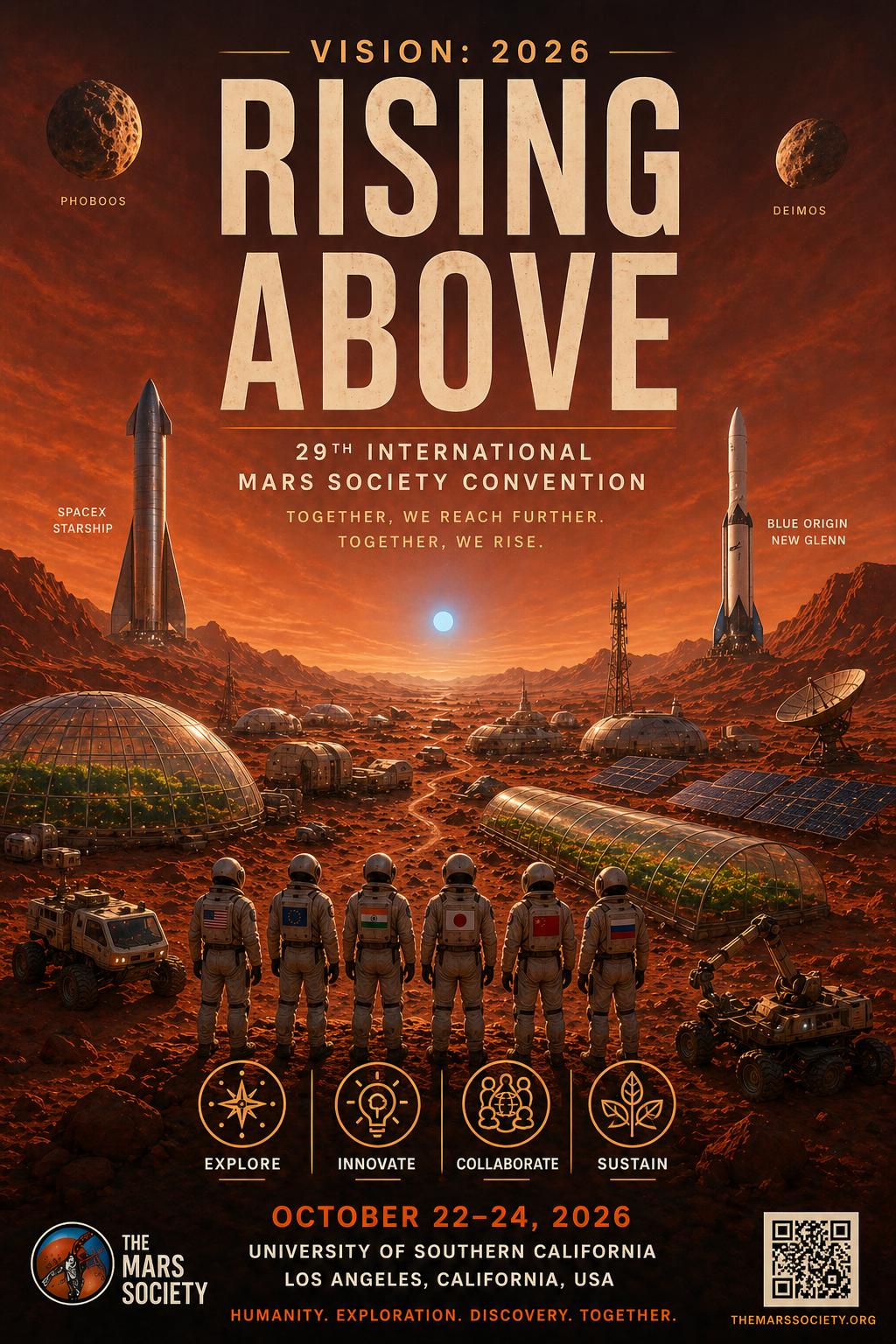 Rising Above, 29th International Mars Society Convention poster by Guru Sharma